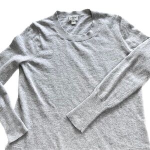 J. Crew Wool Shirttail Pullover Knit Crew Sweater Long Sleeve Side Slit Grey XS